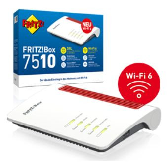 FRITZ!Box Fon 7510 AX AVM DSL-Modem/Router Wi-Fi 6 (WLAN AX), für DSL bis 300 MBit/s Einzelband 2,4GHz