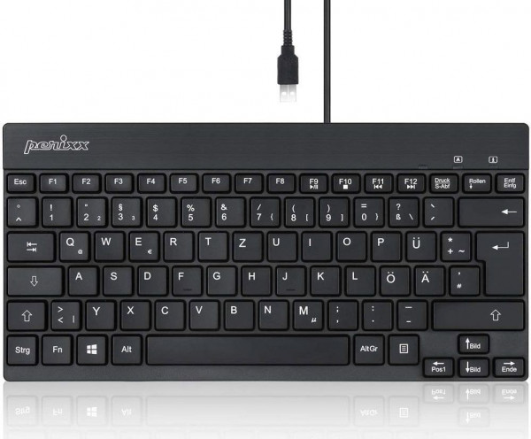 Tastatur PERIXX Periboard-426 USB Mini Schwarz USB Mini Tastatur mit flachen Tasten