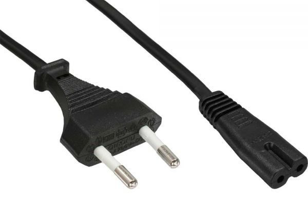 Netzkabel 'Euro' 2polig '8form' ca. 2m schwarz 220V Stromkabel