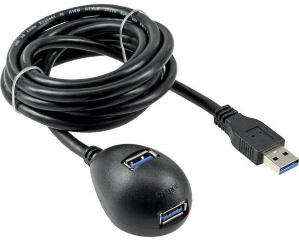 USB-Verlängerung 3.0 mit Standfuß A-A S-B 2m mit Magnet Stecker an 2x Buchse (1x für Daten und 1x für Laden!)