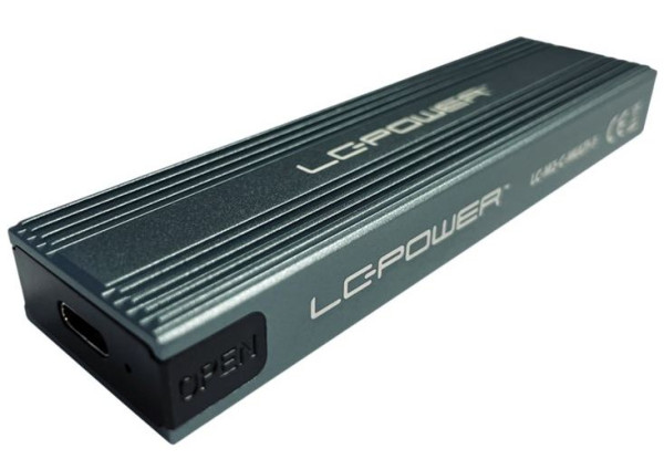 Gehäuse M.2 SSD LC-Power USB3.2 Gen 2 Type-C Silber USB Speichergehäuse extern aus Aluminium, Plug and Play
