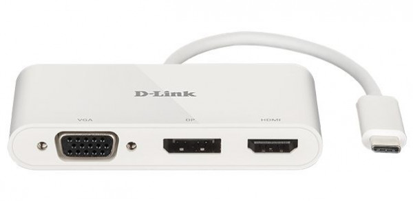 USB-Adapter C an 1x HDMI, 1x DP, 1x VGA Kabellänge: 11 cm, Videoadapter mit 4K Unterstützung