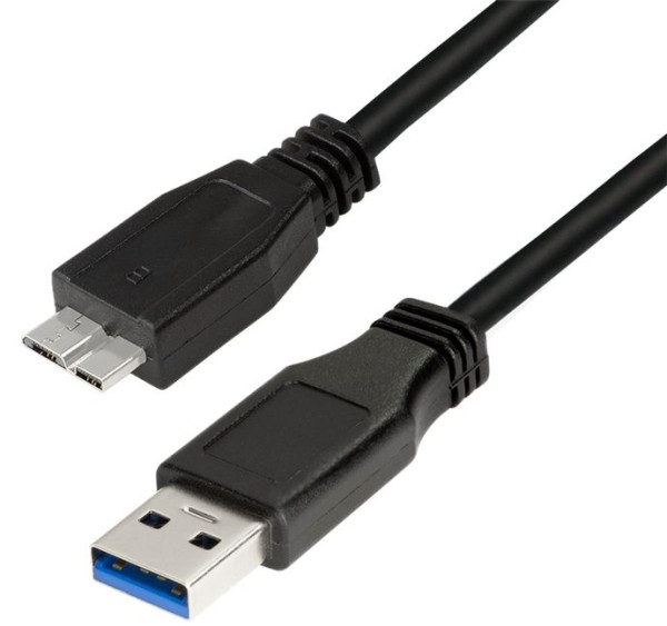 USB-Kabel 3.0 A-Stecker an Micro B-Stecker 0.6m Schwarz Datenrate: bis zu 5 Gbit/s, doppelt geschirmt, vergoldet