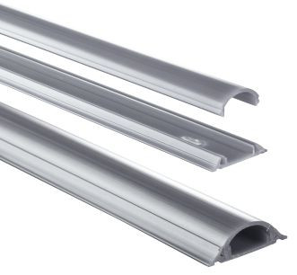 Kabelbrücke HAMA halbrund flach grau 1m Kabelkanal zum Kleben, Breite 30mm, Höhe 9 mm