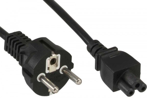 Netzkabel Euro 3polig 0.5m 3polige Buchse/Kupplung, schwarz, 0,5m