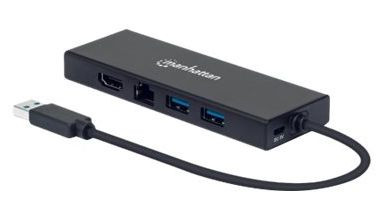 USB-Docking-Station Manhattan USB-A, Dual-Monitor Dockingstation 1x USB C, 1xHDMI, 1x VGA, 1xLAN