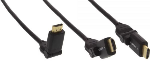 HDMI-Kabel  0,5m 2x flexible Winkelstecker High Speed mit Ethernet, Stecker an Stecker, vergoldet