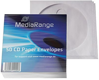 CD-Hüllen Papier 50er mit Sichtfenster und Lasche Mediarange Blister mit 50 Papierhüllen, Umkarton enthält 40x 50er Packs