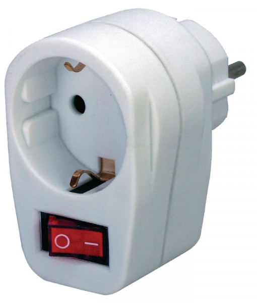 Steckdosen-Adapter 220V mit ein/Aus-Schalter Brennenstuhl Schutzkontakt-Steckdose mit Kinderschutz,  Weiß