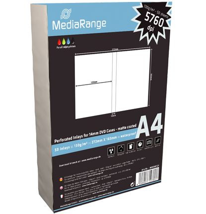 DVD-Einleger vorperforiert Mediarange 50er 1 VE = 50 Blatt, weiß, matt, wasserresistent