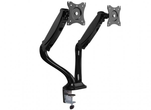 Monitor-Tischhalterung für 2 Monitore Logilink mit Gasfedern passend für 13-27" Monitore, max. 6kg pro Arm, Schwarz