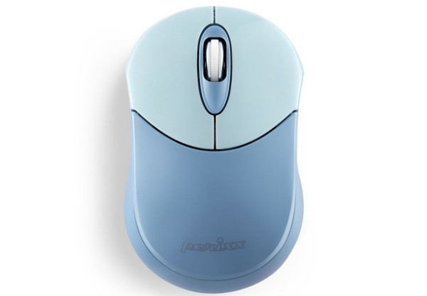 Maus PERIXX BT 3.0, Blau, Bluetooth 3.0, schnurlos 2 Tasten, Scrollrad, für PC und Tablet (Windows/Android)