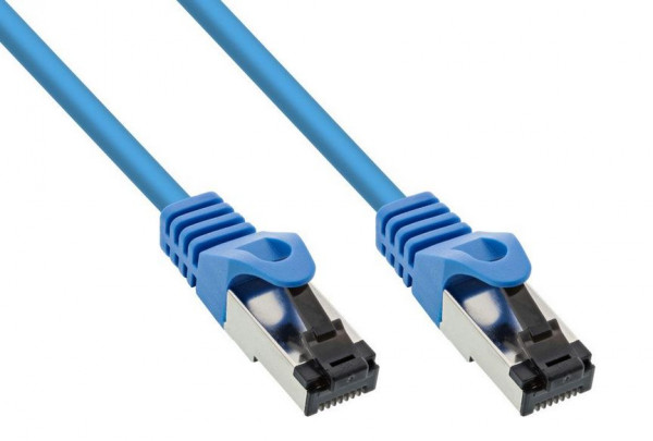 TP-Kabel  3m Blau Cat.8.1 S/FTP-PiMF Schirmung für 40 Gbit Patchkabel, Stecker schwarz, 26AWG, 2000 Mhz