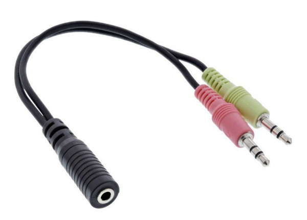 Audio-Adapter 2x KS 3.5mm an 1x KB 3.5mm 4pol. 0,15m OMTP Belegung, Audio Headset Adapterkabel