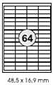 Etiketten  48,5x16,9mm weiß Inkjet/Laser/Copy KORES 100 Blatt, 6400 Etiketten