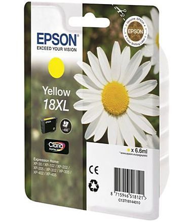 Tinte EPSON T1814 Original yellow Gänseblümchen XL-Patrone C13T18144010, für ca. 450 Seiten, große Füllmenge