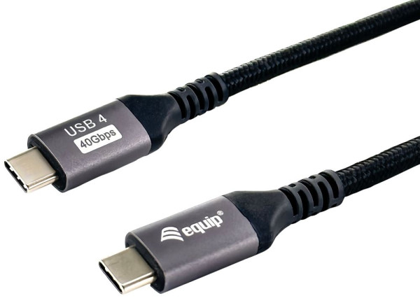 USB-Kabel 4.0 Gen 3 C-Stecker an C-Stecker 1.2m Schwarz mit Doppelisolierung, PD3.1 240W, 8K/60Hz, 40Gbps
