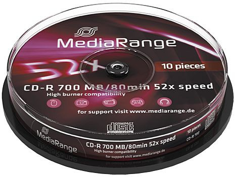 CD-R MEDIAGRANGE 700 MB 10er Spindel 52x Rohlinge, für 80 Minuten