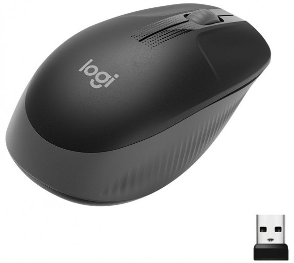 Maus Logitech Mouse M190 Schwarz kabellos USB mit USB-Nano-Empfänger, Plug&Play
