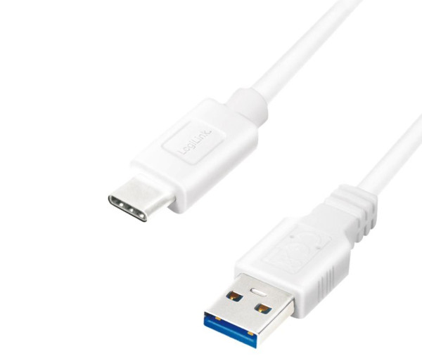 USB-Kabel 3.1 C-Stecker an A-Stecker 0.5m Weiß Logilink 5 Gbps Datenrate, Schnellladekabel bis 3A, Datenkabel