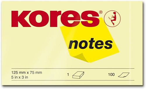Haftnotiz 75x125 mm 100 Blatt gelb KORES N46125 Umverpackung: 12 Stück