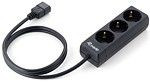 Steckdosenleiste  3-fach Schuko schwarz mit C14 Stecker Stromkabel 1.1m integriert, equip