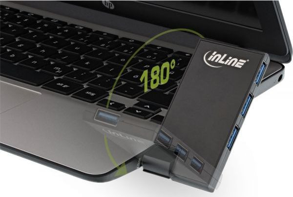 USB-Hub (USB 3.0)  4 Ports Inline 180 Twist Hub drehbar, Schwarz