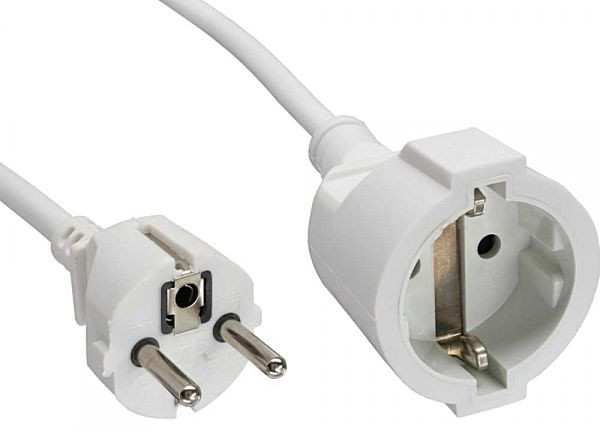 Schuko-Verlängerung  7m weiß GS-Geprüft Stecker-Buchse, mit Kindersicherung
