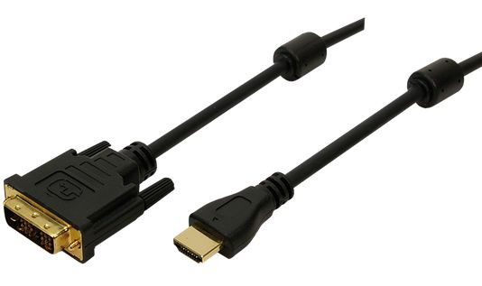 Monitor-Kabel HDMI-DVI S-S 3m mit 2x Ferrit bidirektional HDMI-Stecker an DVI-Stecker, vergoldete Kontakte, oem 17663