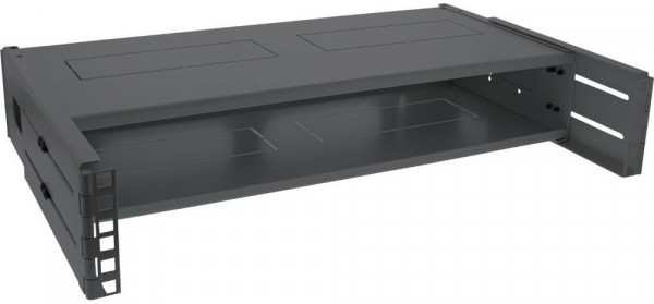 Rack 19'' zur Wandmontage 2HE 24-40cm tiefe schwarz m.A. mit Abdeckung, Tiefschwarz RAL9005, unbestückt