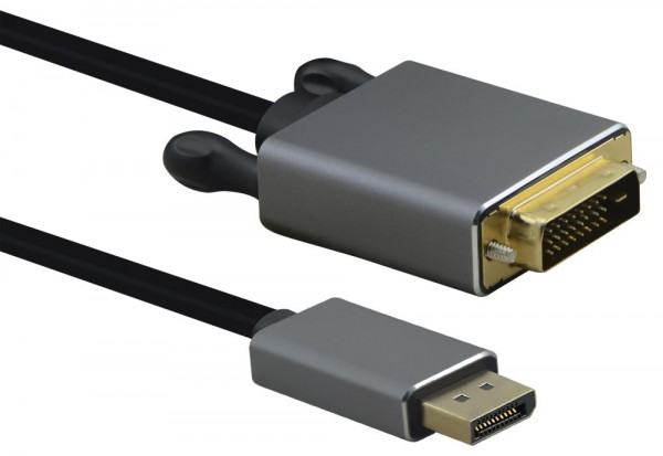 Monitor-Kabel DP-DVI S-S 1m Helos etc. Displayport 1.1 an digitales DVI (24+1), Stecker-Stecker