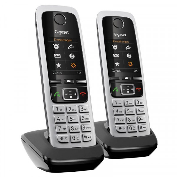 DECT Telefon Gigaset C430HX 2er Set Universal Mobilteil Schwarz, Silber, für FRITZ!Box, Speedport etc.