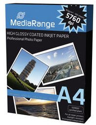 Tintenpapier Mediarange A4 glossy 160 g/m² 100 Blatt, high glossy cast coated, schnelltrocknend