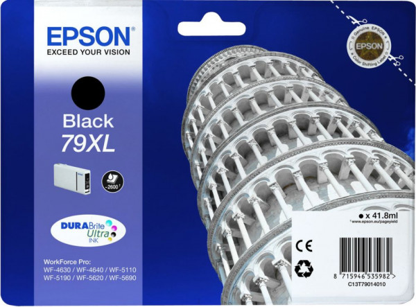 Tinte Epson Schwarz T79014010 XL Original für ca. 2.600 Seiten, 41,8ml, hohe Kapazität
