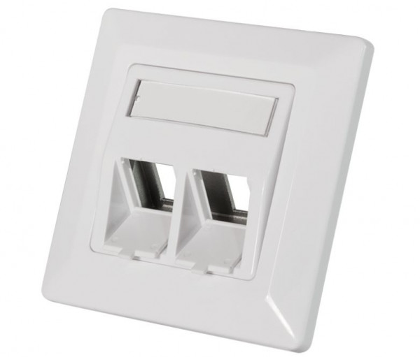 Unterputzdose für 2x Keystone Module Signalweiß Logilink abgewinkelt um 45° nach unten, Farbe: ähnlich RAL9003