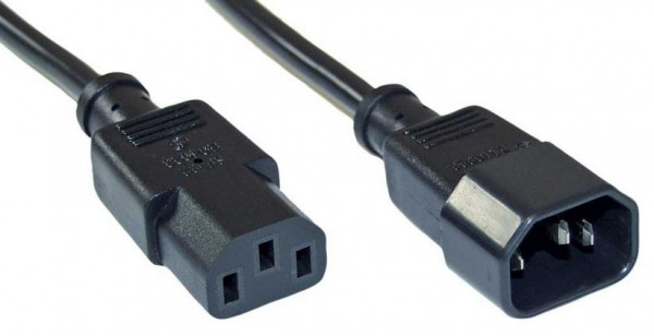 Kaltgeräte-Verlängerung 0,3m Stecker-Buchse Schwarz 220V Stromkabel, Netzverlängerung C13 auf C14
