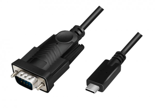 USB-Adapter C an COM DB9/M Logilink USB 2.0 USB-C an seriell Konverter, Kabellänge: 1,2 m, Schwarz
