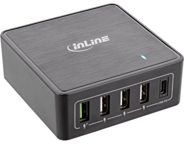 Ladegerät USB-Netzteil 4x USB-A, 1x USB-C 60W PD QC 3.0 Power Delivery + Quick Charge 3.0, Schnellladenetzteil