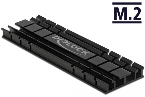 Kühlkörper für m.2 SSDs flach 70 mm Schwarz Delock Aluminium Passivkühlkörper, inkl. selbstklebender Wärmepads