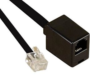 Telefonverlängerung RJ12-RJ12 6:6 polig  2m Modularkabel mit 1x Westernstecker, 1x Westernbuchse