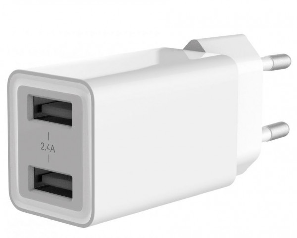 Ladegerät USB A Ladeadapter 12W, max. 2.4A, 5V 1x Schutzkontaktbuchse, 2x USB-A