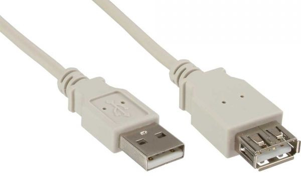 USB-Verlängerung 2.0 A-A S-B 1m beige Stecker an Buchse