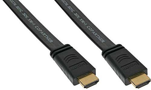 HDMI-Kabel high speed with ethernet 1.5m Flachkabel schwarz 2x HDMI Typ A Stecker, vergoldet
