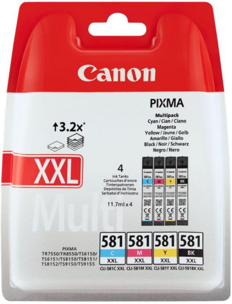 Tinte Canon CLI-581xxl C/M/Y/BK 4er-Multipack Original 4x11.7 ml