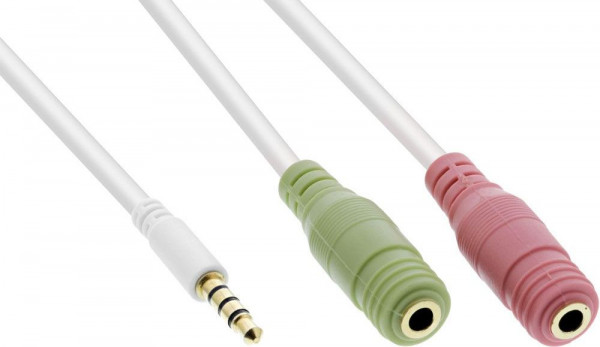 Audio-Adapterkabel 1x KS (3.5 mm) 4-polig an 2x KB (3.5 mm) 3.5mm Klinkenstecker - 2x 3.5mm Klinkenbuchsen