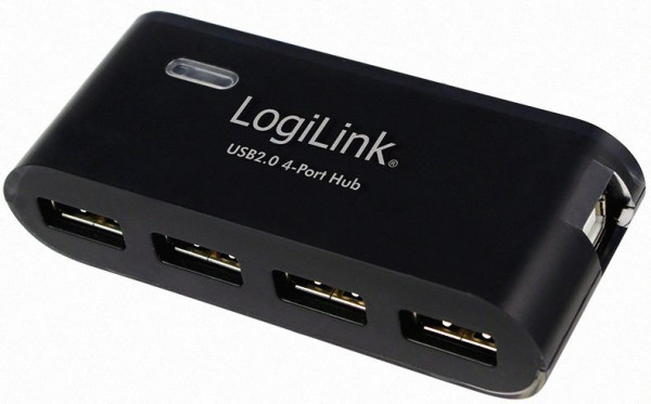 USB-Hub (USB 2.0)  4 Ports aktiv Logilink UA0085 schwarz inkl. Netzteil, Hot Plug bzw. Plug & Play