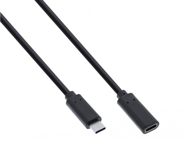 USB-Verlängerung 3.2 C-Stecker an C-Buchse 1m Schwarz zum Verlängern einer vorhandenen USB-C Verkabelung