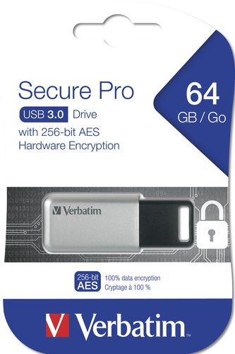 USB-Stick (USB 3.0)  64 GB Pen Drive 256-Bit-AES Speicher in Stiftform mit USB-Anschluß inkl. Verschlüsselung