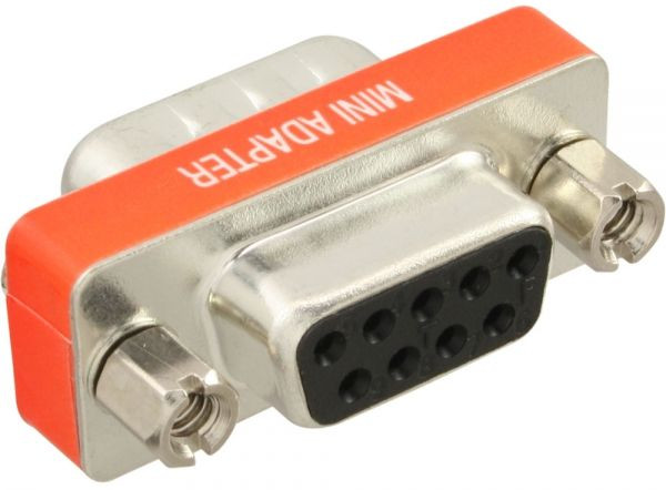 Mini Gender Changer 9polig Stecker-Buchse NULL-MODEM-ADAPTER RS-232, seriell, V24, gekreuzt