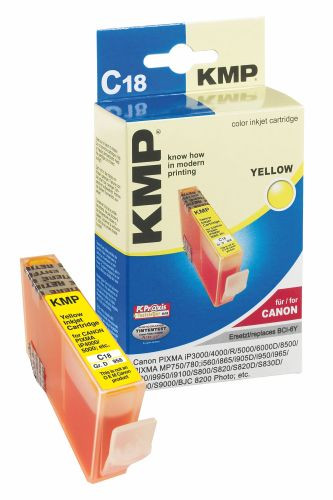 Tinte Canon BCI-6y yellow kompatibel KMP C18 auch für 5000/ 6000D/ 8500/ PIXMA MP, 17 ml, yellow